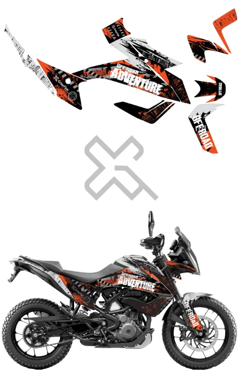 Off Road Edition Full Body Sticker Compatible with Adventure 250/390 | Made In Premium Matte Vinyl With FPF (Fade Protection Film), Waterproof, Precut Sticker, Pack Of 1 Compatible with Both Side